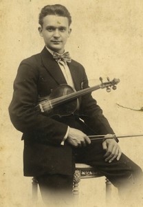 Northern France Amateur Polish? Musician Violin Old Photo 1920