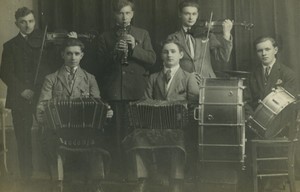 Northern France Amateur Polish? Musician Concertina Bandoneon? Violin Photo 1920