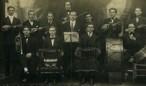 Northern France Amateur Polish? Musician Bandoneon Violin Drums old Photo 1920