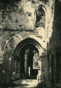 Belgium? Detail ruins of a convent or abbey? Old Art Photo ALF 1944 #1