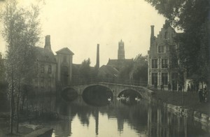 Belgium Bruges quai du Béguinage Bridge Old Art Photo ALF 1944