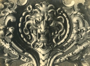 Belgium? Scary Lion metal carving close up Old Art Photo ALF 1944