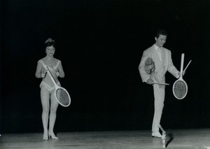 France Circus acrobats jugglers couple racket Old Photo 1960