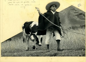 Ecuador Micias child of the Andes Old cut and mounted photo Beauvais 1960 #9