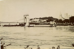 France Avignon Provence Suspension bridge over the Rhone Old Photo 1900