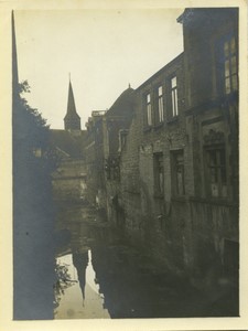 Belgium Bruges Canal Church Reflection Old Photo 1900