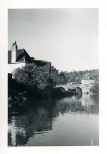 France Semur en Auxois bridge river Old Amateur Photo snapshot 1951