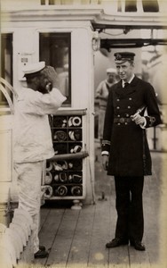 UK military ship HMS Pallas officer of the watch Old Photo Stuart 1890