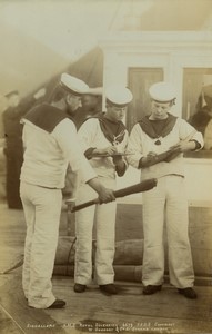 UK military ship HMS Royal Sovereign Signallers Old Photo Stuart 1890