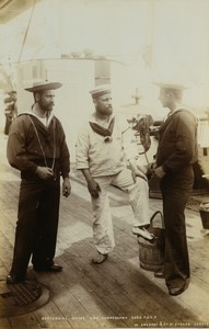 UK military ship HMS Camperdown Boatswains mates Old Photo Stuart 1890