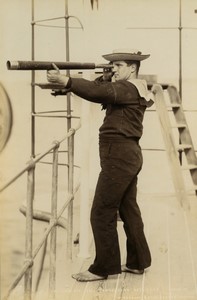 UK HMS Camperdown military ship the look out Old Photo Stuart 1890