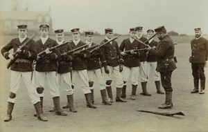 UK HMS Excellent Royal Navy Firing party Old Photo Stuart 1890 #2