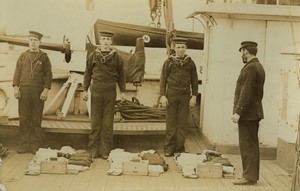 UK HMS Northampton military ship Kit inspection boys Old Photo Stuart 1890