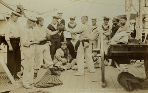 UK HMS Edinburgh military ship Boxing Old Photo Stuart 1890