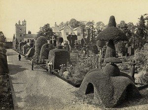 United Kingdom near Kendall Levens Hall Gardeners Topiary Old Photo Frith 1880