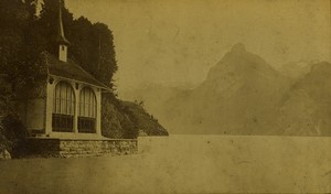 Switzerland Tell chapel Tellskapelle Lake Lucerne Cabinet Photo Charnaux 1880