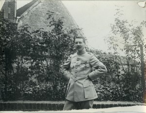 France Arras Lieutenant Colonel Jules Cary in his garden? Old Photo 1920's