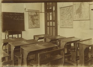 French Primary School classroom interior Maps Old Photo 1930