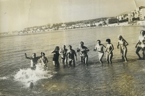 France French Riviera Nice bathing in Baie de Anges at Christmas Old Photo 1975