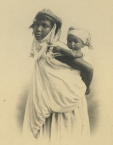 Algeria Young Kabyle Woman with her Child Old Photogravure Geiser 1890