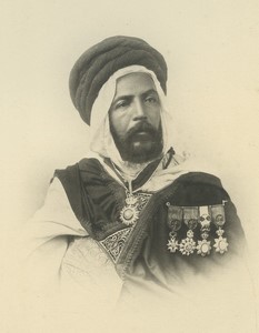 Algeria Military Man with Medals Qaid Old Photogravure Geiser 1890