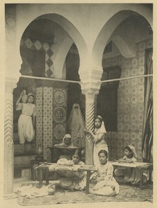 Algeria Algiers Embroidery room Eugenie Luce Ben Aben Photogravure Geiser 1890