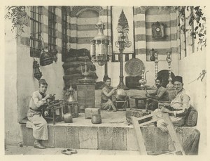 Syria Damascus Copper Workshop Old Photogravure Geiser 1890