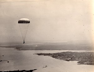 USA Military Aviation Parachute Jumping Old US Navy Photo 1920's