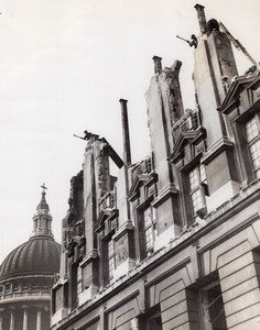 WW2 WWII London German Bombings Ruins St Paul Cathedral Old Photo 1941