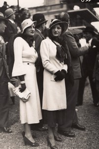France Elegant Women French Fashion at Horse Racing Old Moisson Photo 1920's