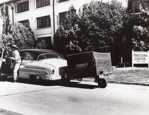 Texas Randolph Air Force Base Military Car & Moving Trailer Old Photo 1950's