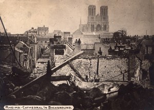 France Ruins of Reims & Cathedral WWI old Photo 1914-1918