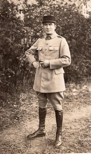 France WWI Portrait Soldier in Uniform Smoking old Photo 1914-1918