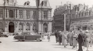 France Poitiers Town hall square Mairie Automobile old Amateur Photo 1950's