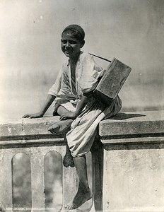 Algeria Algiers Yaouled Young Boy Shoe Shiner Old Photo Leroux 1900