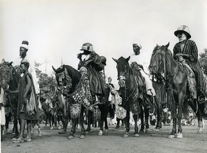 Africa Benin Horsemen Horses Costumes Old Photo Kid Corpel 1960