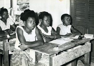 Africa Gabon School girls Class Old Photo 1960