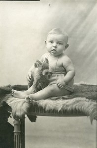 France Stuffed Dog Children Game Toy Old Amateur Photo 1930