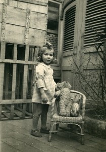 France Teddy Bear Children Game Stuffed Toy Old Amateur Photo 1930
