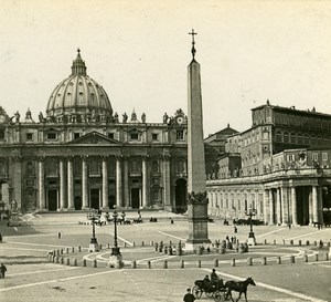 Roma Saint Peter Place Italy Old Stereoview Photo 1900