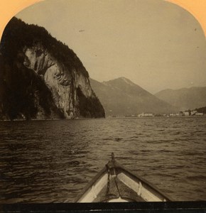 Switzerland Alps Vierwaldstättersee Lake Lucerne old Gabler Stereo Photo 1885