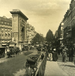 France Paris Snapshot Porte Saint Denis old NPG Stereo Photo 1900