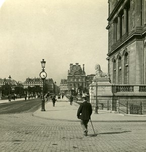 France Paris Snapshot Louvre Street old NPG Stereo Photo 1900