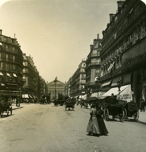 France Paris Snapshot Opera Avenue old NPG Stereo Photo 1900