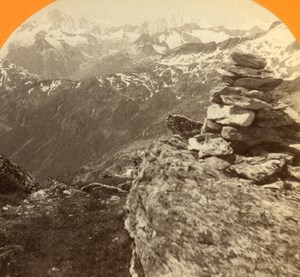 Switzerland View taken from Furkahorn old Jullien Stereo Photo 1885