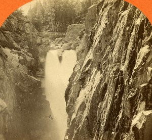 Switzerland Aar Waterfall to Handeck old Jullien Stereo Photo 1885
