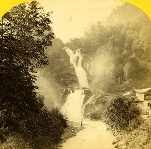 Switzerland Alps Reichenbach Fall Old Stereo Photo England 1863