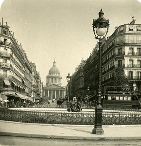 France Paris Street Soufflot & Pantheon Old NPG Stereo Photo 1900