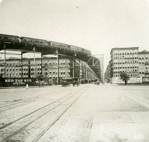 USA New York Elevated Railway Old NPG Stereo Photo 1900