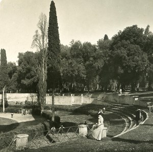 Italy Roma Villa Borghese Gardens Detail Old NPG Stereo Photo 1900